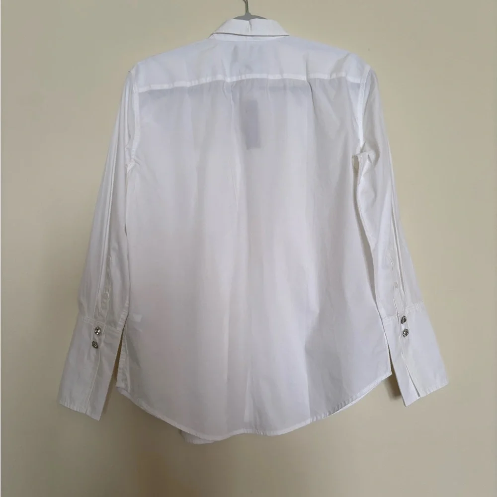 J. Crew Classic White Organic Cotton Jeweled Button-Down Shirt Size 4 NWT - Picture 4 of 6